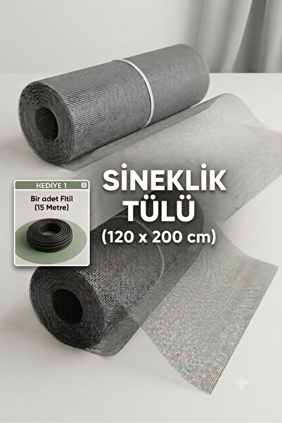 Genel Markalar SİNEKLİK Tülü Teli 120x200 + SİYAH 15 Metre fitil