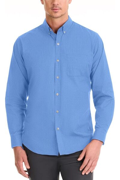 VAN HEUSEN قميص مقاوم للتجعد للرجال من فان هيوزن بأكمام طويلة وأزرار على طول ...