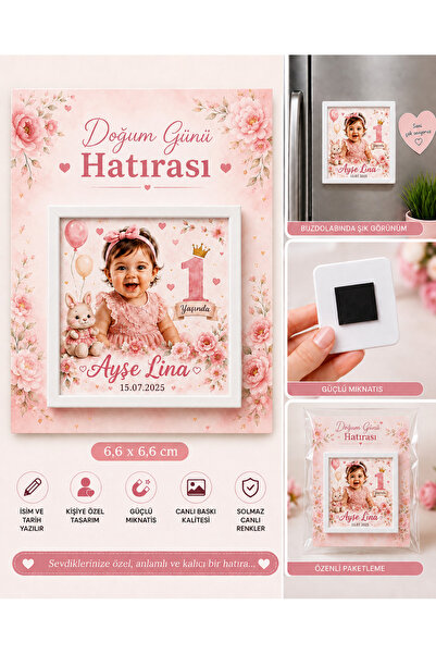 Sultan magnet hediyelik Kişiye Özel Kartlı Kare Çerçeveli Doğum Günü Magneti ...
