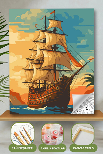 Şahi Workshop Yelkenli Gemi ve Gün Batımı 40x50 cm Sayılarla Boyama Seti – Nu...