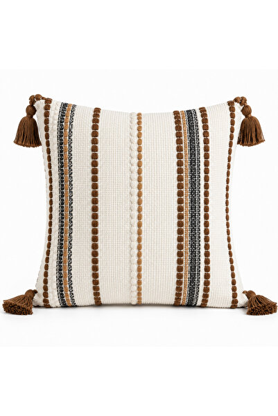 OEM Fata de Perna 45×45 cm, Tesatura Texturata cu Ciucuri, Bumbac si Poliester