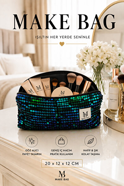 MAKE BAG IŞILTILI PUL PAYET ÇANTASI- ŞIK VE GENİŞ KAPASİTELİ