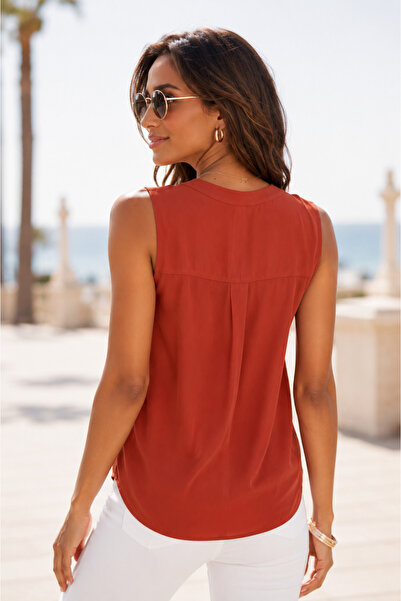 mixxtrend Women's Half-Patch Woven Blouse