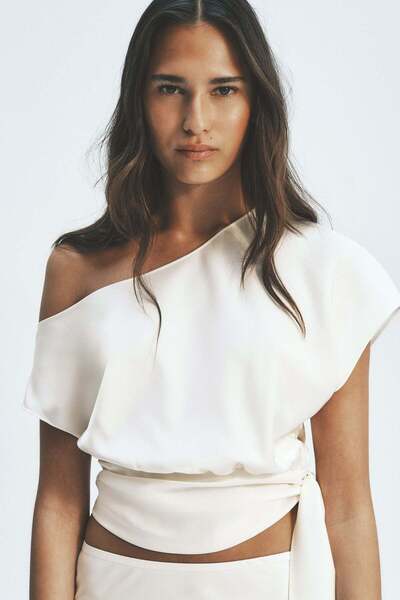 H&M Satin one-shoulder blouse