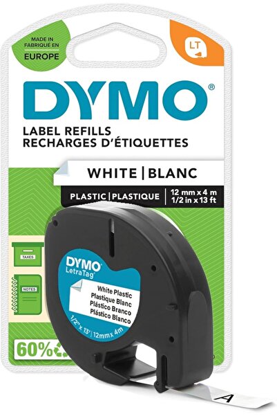 Dymo LetraTag Plastik Şerit (12 mm X 4 mt), Beyaz (59422)