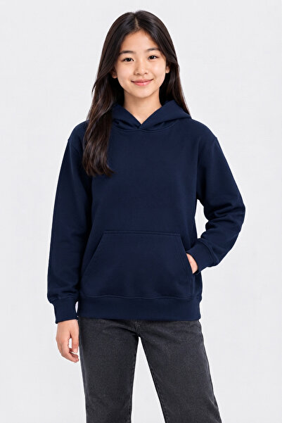 caddekids Kız Çocuk Kapüşonlu Sweatshirt Okul Günlük Spor Basic Kanguru Cepli...