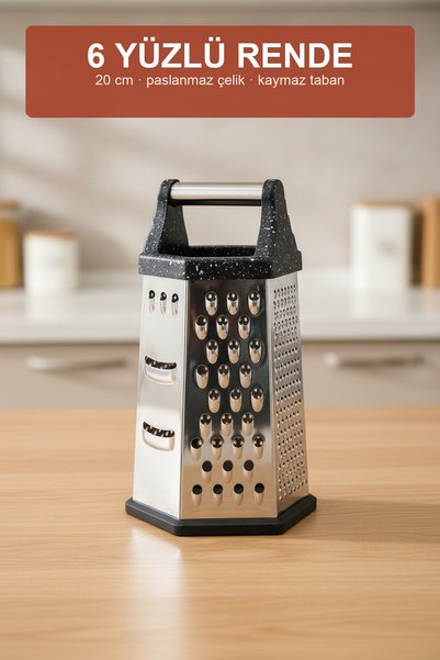 viracasa 6-Face Metal Corner Grater 20 cm Stainless Steel Kitchen Grater with...