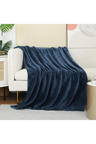 GENERAL Dark Blue Fleece Velvet Blanket (123× 147cm), Super Cozy and Soft Fla...