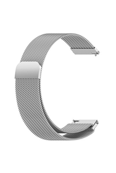 CaseOnn Imiki TG2 Kordon Manyetik Metal Hasır Kayış Gümüş SF1 ile Uyumlu