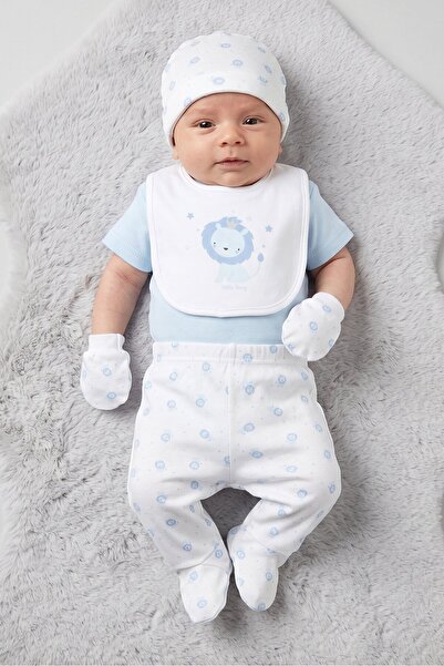 Rock A Bye Baby Boutique Toddlers Boy 6 Pieces Bodysuit,Trouser,Bib,Hat And M...