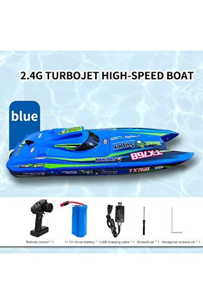 Choice1 Blue TX768 RC Boat 2.4G Brushless High Speed Remote Control Ship 30km...