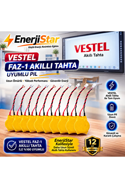 EnerjiStar Vestel Etkileşimli Faz-1 Akıllı Tahta CR2032 Kablolu Soketli Bios Pili 10'lu