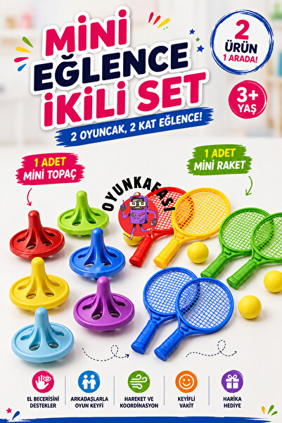 OYUNKAFASI Mini Topaç ve Mini Raket 2’li Çocuk Oyun Seti – Mini Eğlence Seti ...