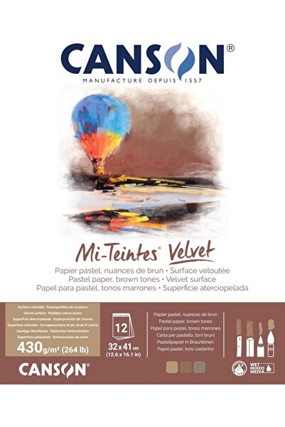 Canson Mi-Teintes Velvet, pastel kağıt, kadifemsi yüzey, 430 g/m², kısa taraf...