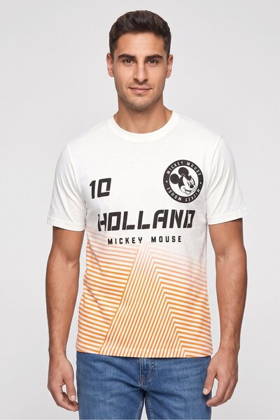 Disney Men Crew Neck Short Sleeve Graphic Print T-Shirt, White