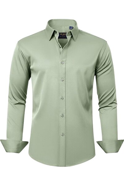 J.VER Jfer Men's Solid Color Long Sleeve Dress Shirt with Full Button Closure...