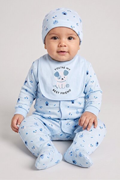 Rock A Bye Baby Boutique Toddlers Boy 5 Pieces Bodysuit,Bib,Hat And Mitts Gif...