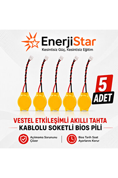 EnerjiStar Vestel Etkileşimli Faz-2 Akıllı Tahta CR2032 Kablolu Soketli Bios Pili 5 Adet