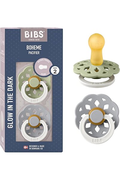 Bibs Bohem Glow in the Dark Baby Pacifier Chains, 2-Pack, Bpa-Free, Latex Rou...