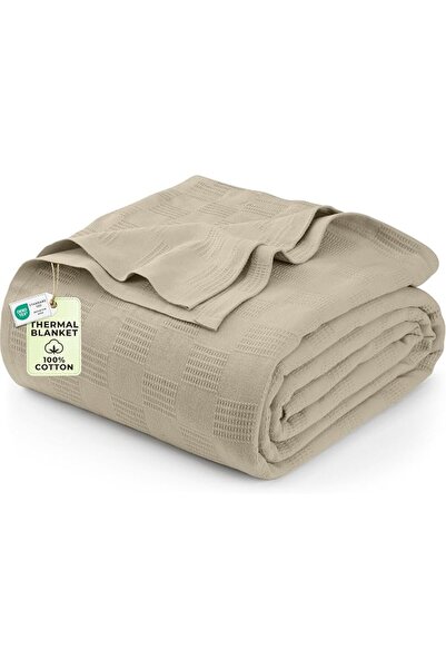 Utopia Bedding بطانية كينغ ملطفة مصنوعة من القطن بلون كحلي - بطانية حرارية 90...