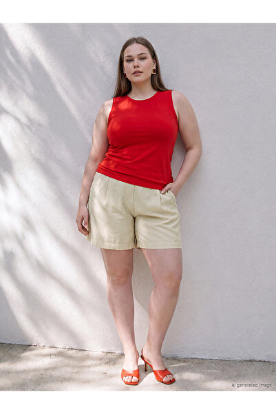 LC Waikiki Two Mt Shop Quality Large Size Elastic Waist Women's Shorts