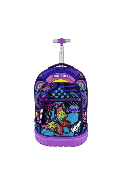 OEM Ghiozdan troler clase primare, violet, model fluturi, troler – spațios, c...