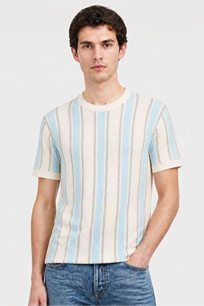 Brave Soul Men Crew Neck Short Sleeve Stripe T-Shirt, Multicolor