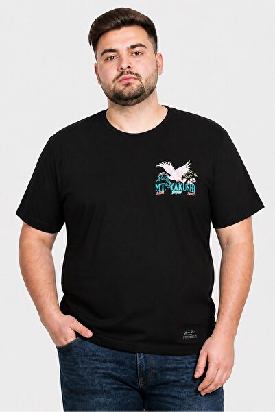 Brave Soul Men Crew Neck Short Sleeve Graphic Print T-Shirt, Black