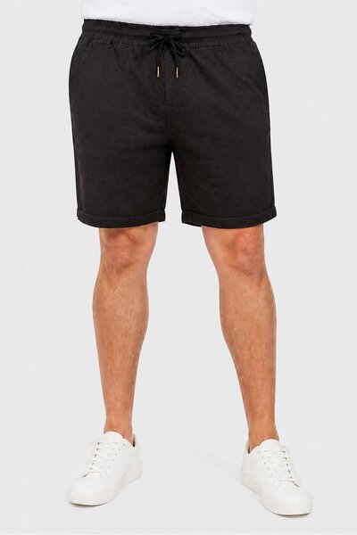 Brave Soul Men Solid Denim Shorts, Black