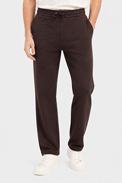 Brave Soul Men Regular Fit Plain Jogger Pants, Dark Brown