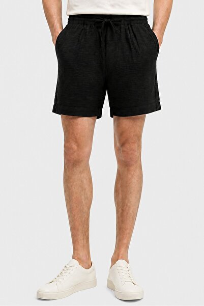 Brave Soul Men Textured Basic Shorts, Black