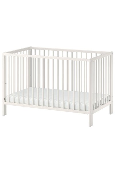 IKEA Modern Beyaz Bebek Karyolası 60x120 cm Ahşap Sağlam Bebek Odası Mobilyas...