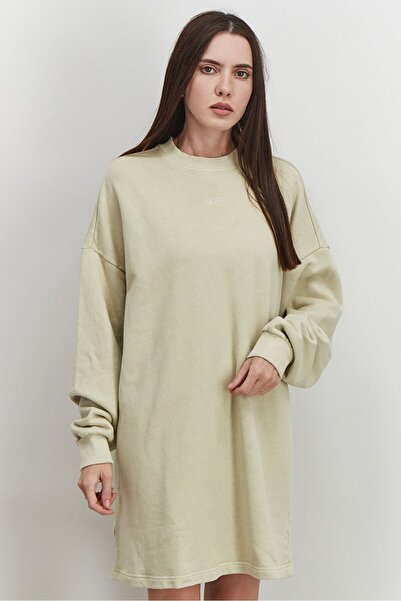 Reebok Women Sportswear Fit Long Sleeves Sweater Dress, Beige