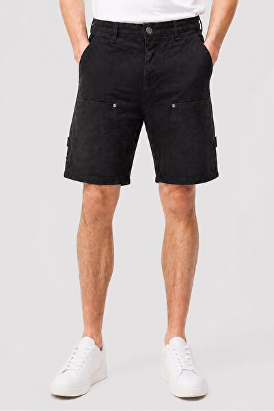 Brave Soul Men Washed Denim Shorts, Black