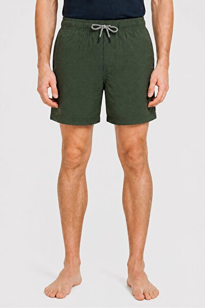 Brave Soul Men Micro Check Print Board Shorts, Green