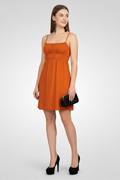 Don't Call Me Jennyfer Women Ruched Mini Dress, Rust