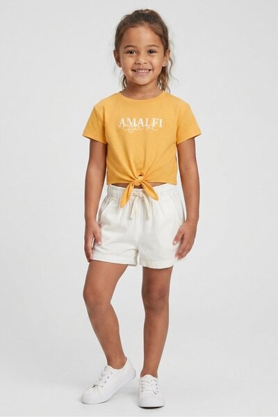 Miss Kids Girl 2 Pcs Graphic Print T-Shirt And Shorts Set, Multicolor