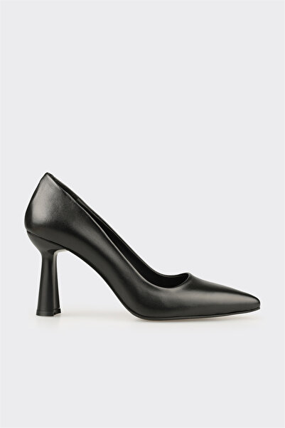 Elle Shoes Siyah Deri Kadın Topuklu Ayakkabı