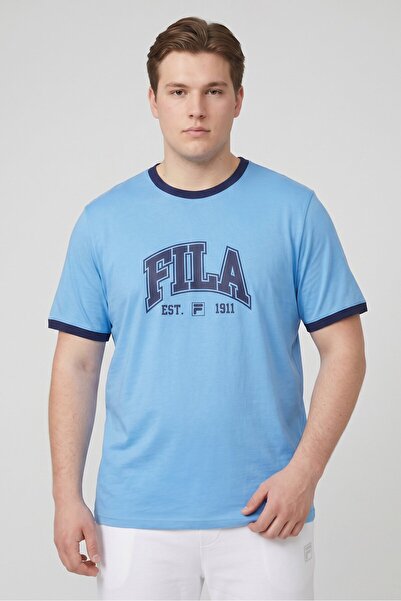 FILA Men Sportswear Fit Short Sleeve Outdoor T-Shirt, Light Blue