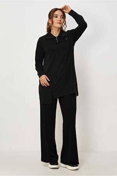 Alvina Sports Sweatsuit Set - Black - Plain
