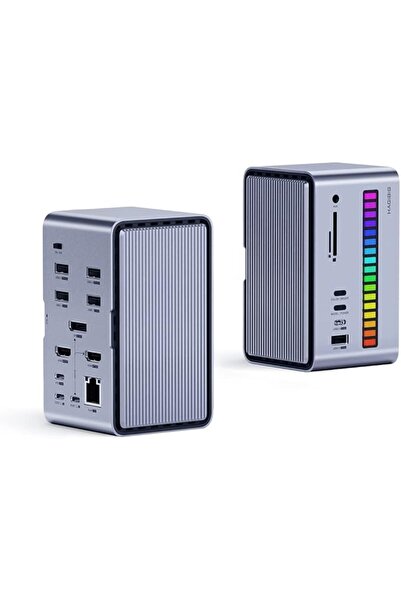 GENERAL هاغي بيس شاشة قاعدة شحن USB C، شريط اضاءة LED، موزع USB-C محول نوع سي...