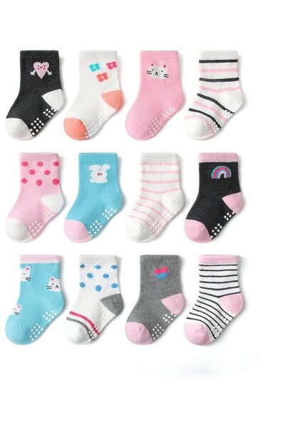 STARSTAR Non-slip cotton socks 12-pack M - suitable for boys & girls - style B