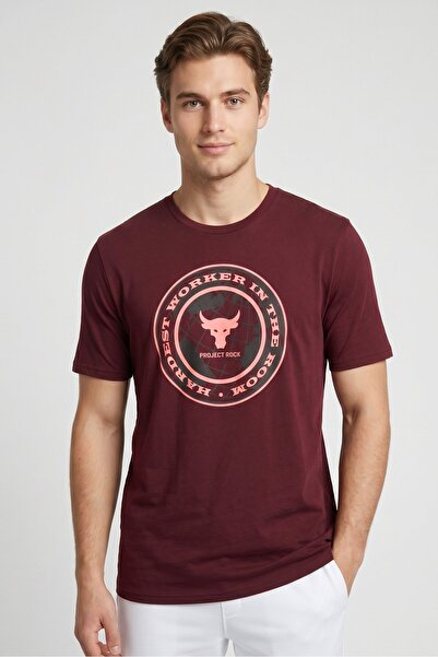 Under Armour Men Loose Fit Short Sleeve Training T-shirt, Dark Maroon