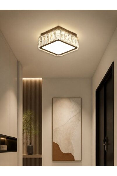 idei Plafonieră LED pătrată cu decor cristal, dimensiune produs Lățime 20 cm ...