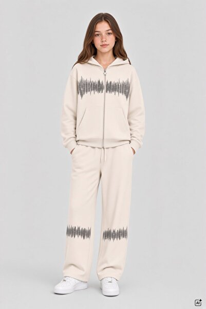 Cansın Mini Sweatsuit Sets - Cream - Graphic