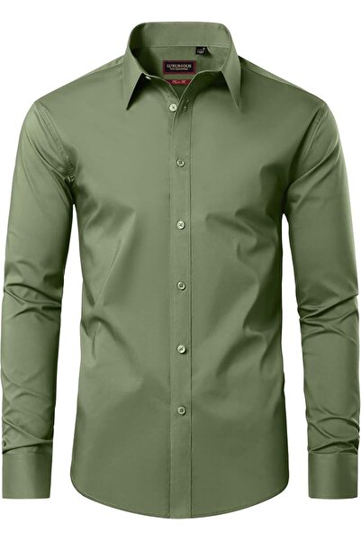 GENERAL Leon Nardo Men's Long Sleeve Formal Dress Shirts Casual Button down S...
