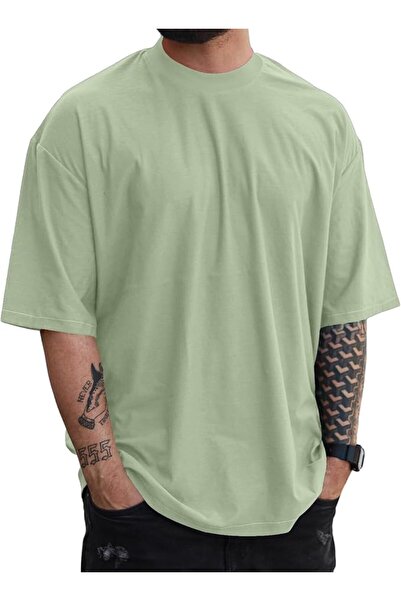 GENERAL Yaoyues Trendy Men's Short Sleeve T-Shirt, Casual Solid Color Oversiz...