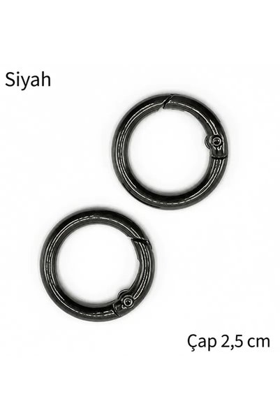 Oxford İplik Metal Spring Bag Ring 1 Pair 2.5 cm - Black