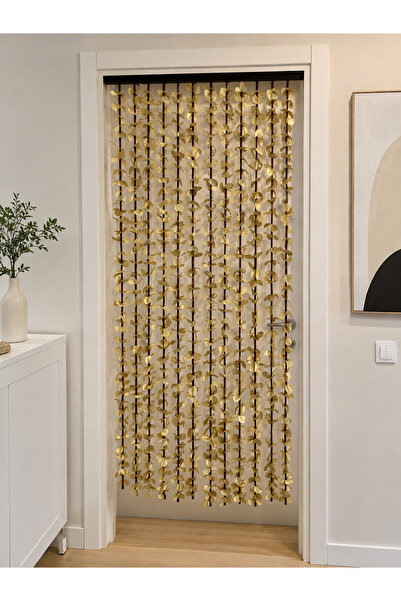 ÖZDİLEKDEKOR 12 SIRA KAPI PERDESİ YAPRAK FİGÜRLÜ PERDE 90 CM STANDART ÖLÇÜ