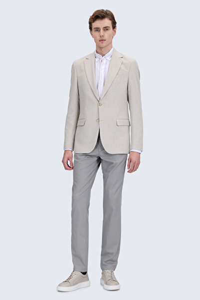 Hatemoğlu Beige Comfort Fit Mono Collar Classic Jacket